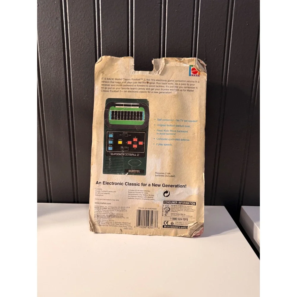 Vintage 2002 Mattel Classic Football 2 Handheld Electronic Video Game - New